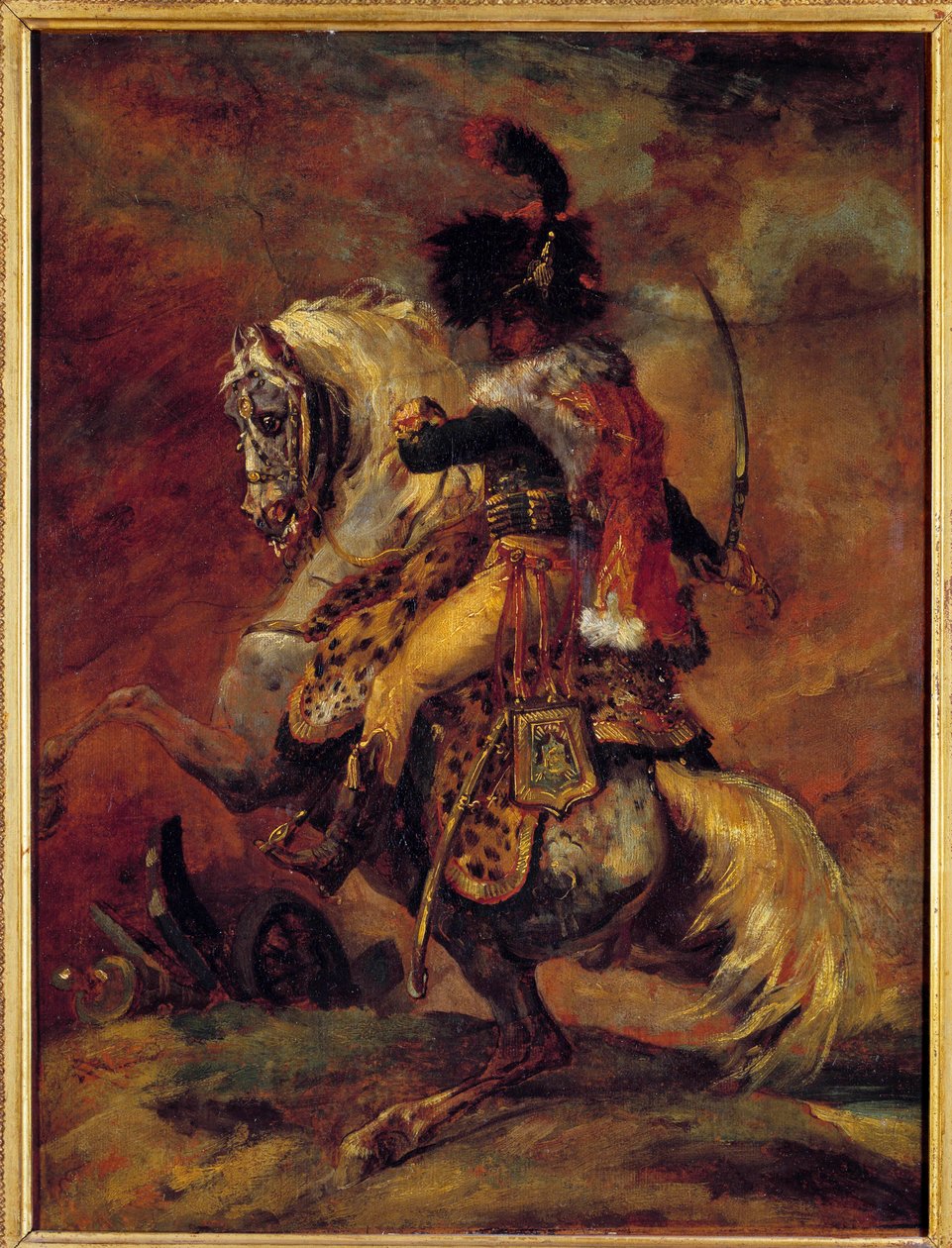 A Császári Gárda lóháton ülő vadászok tisztje Theodore Gericault festménye (1791-1824) 19. század V. 0,52x0,4 m Párizs, Musee du Louvre alkotó: Theodore Gericault