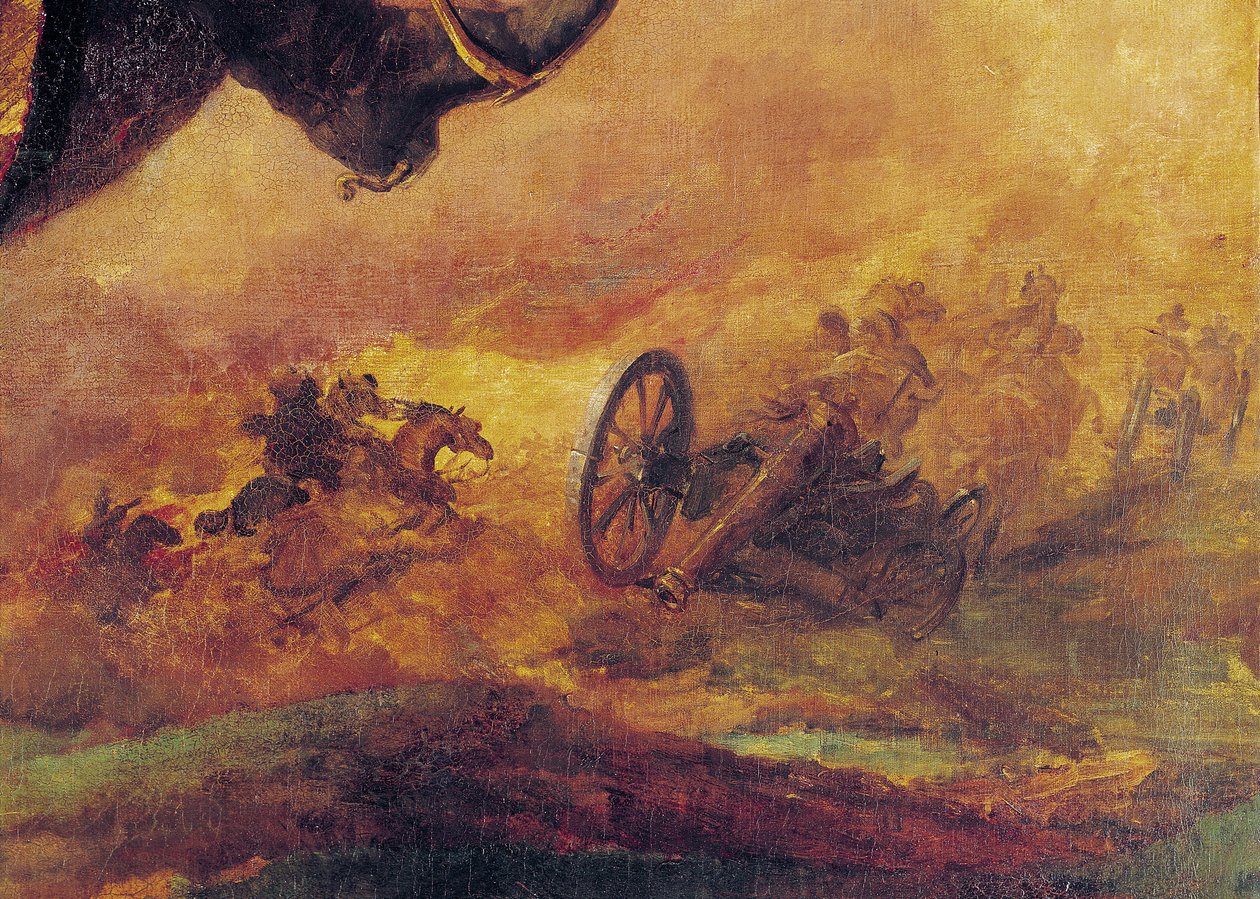 Huszártiszt, jobb oldalon egy ágyúrészlet, 1814 (26088. részlet) alkotó: Theodore Gericault