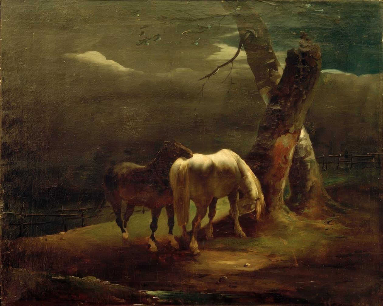 Lovak a legelőn alkotó: Theodore Gericault
