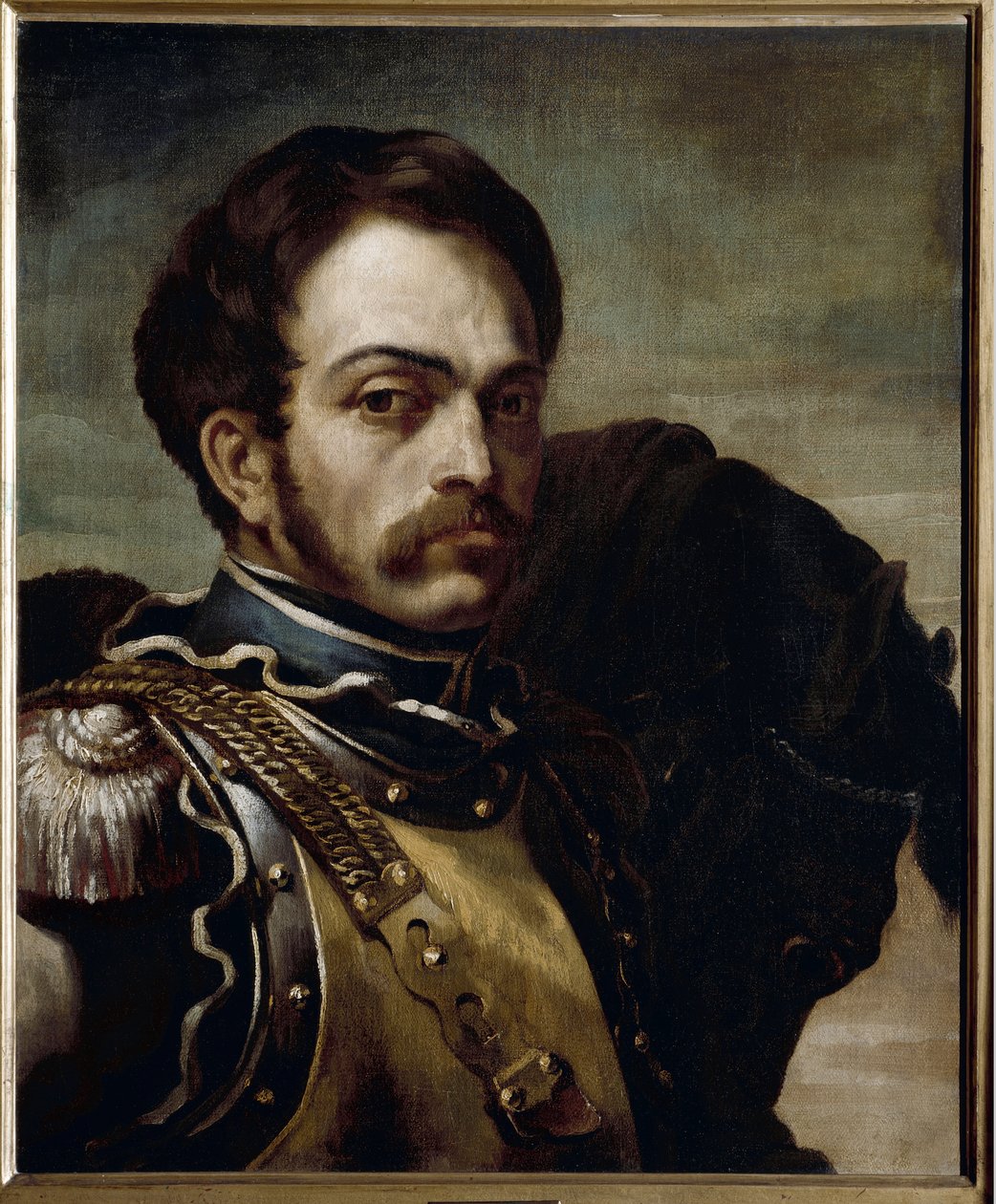 Egy karabinieri tiszt portréja. Olajfestmény alkotó: Theodore Gericault