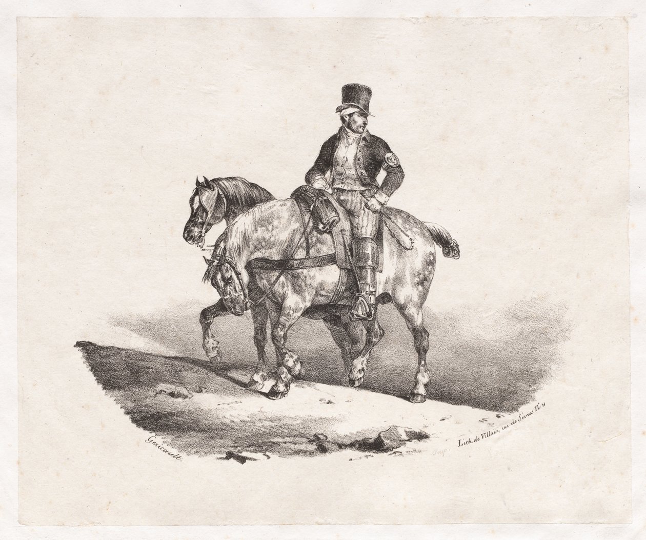 Postás vagy két felszerelt ló alkotó: Theodore Gericault