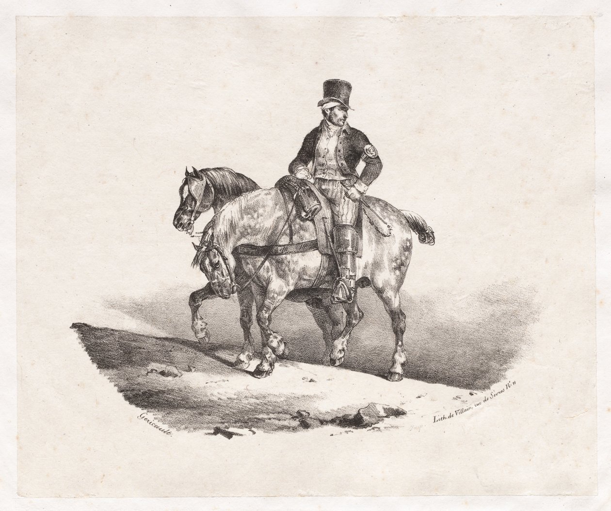 Postás vagy két felszerelt ló, 1823. alkotó: Theodore Gericault
