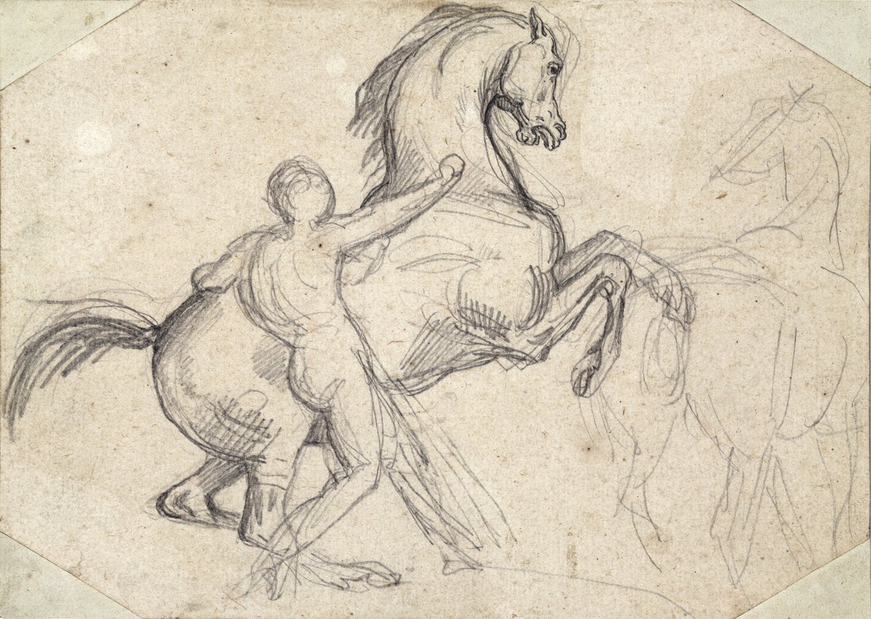 Egy meztelen férfi által tartott méntenyésztés alkotó: Theodore Gericault