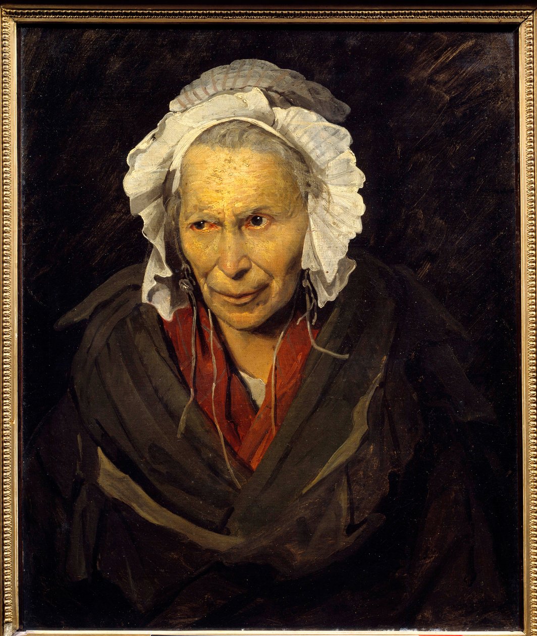 Salpetriere hién vagy az irigység monomániása Mentális betegségben szenvedő idős nő portréja. Theodore Gericault (1791-1824) festménye 1822 V. 0,72x0,58 m Lyon, musee des Beaux Arts - A Salpetriere hiénája vagy az irigység monománia. Egy öreg portréja alkotó: Theodore Gericault