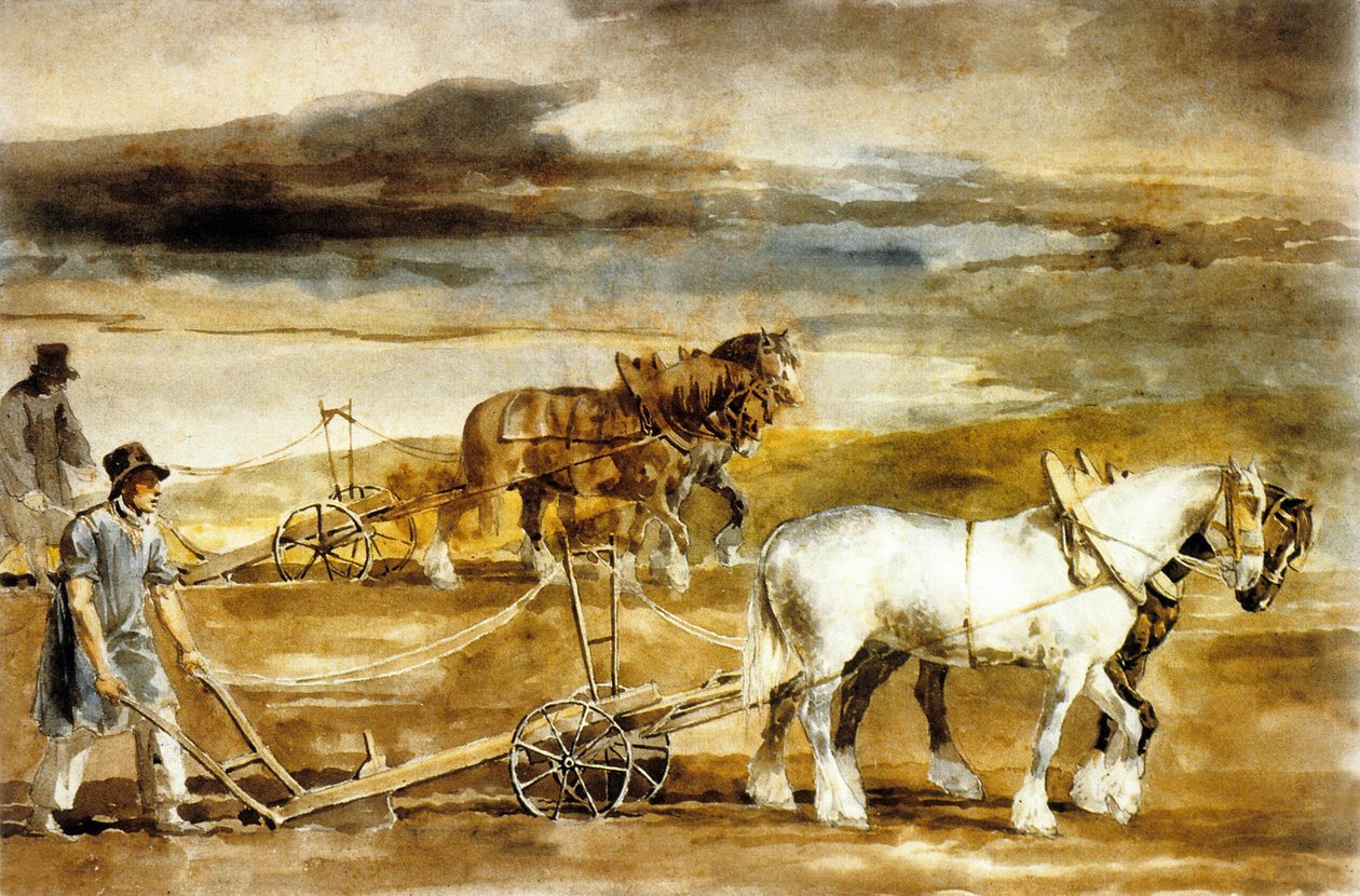Szántási jelenet Angliában, 1820 körül (akvarell ) alkotó: Theodore Gericault