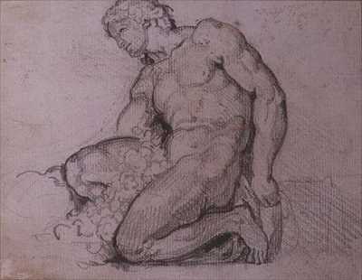 Ülő figura (ceruza és barna tinta) alkotó: Theodore Gericault
