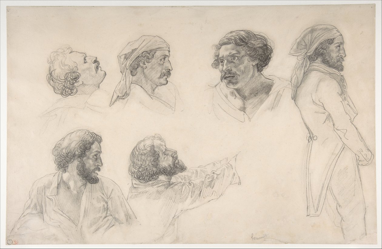 Hat tanulmány Corréard és Savigny számára a „Medúza tutajához” című műhöz alkotó: Theodore Gericault