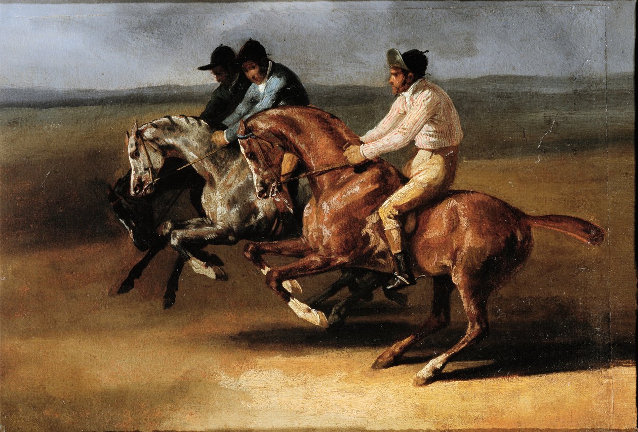 A lóverseny kezdete lovasokkal (Olaj, vászon alkotó: Theodore Gericault