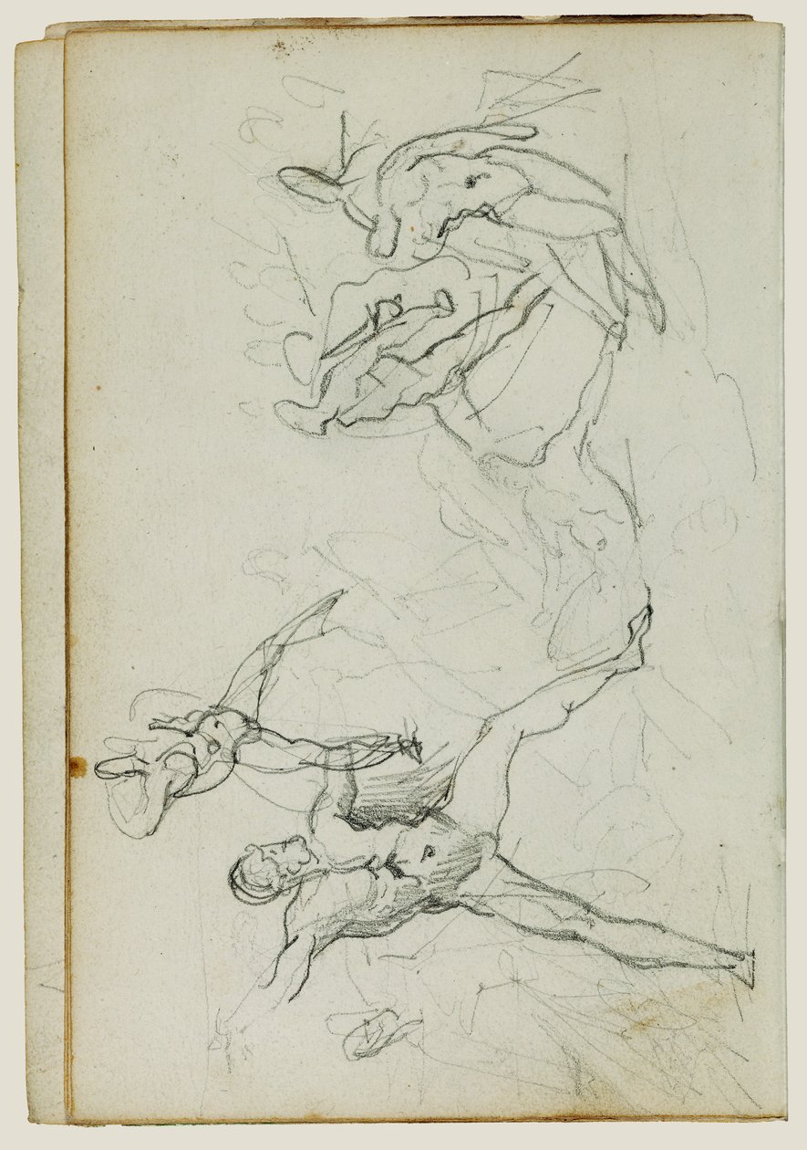 A harcoló meztelen férfiakról szóló tanulmányok alkotó: Theodore Gericault