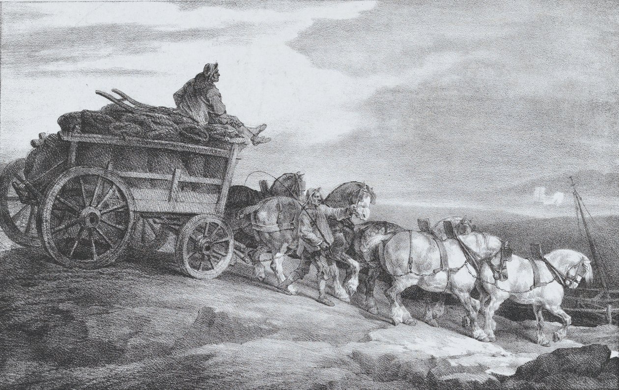 The Coal Waggon [sic.], 1821. alkotó: Theodore Gericault
