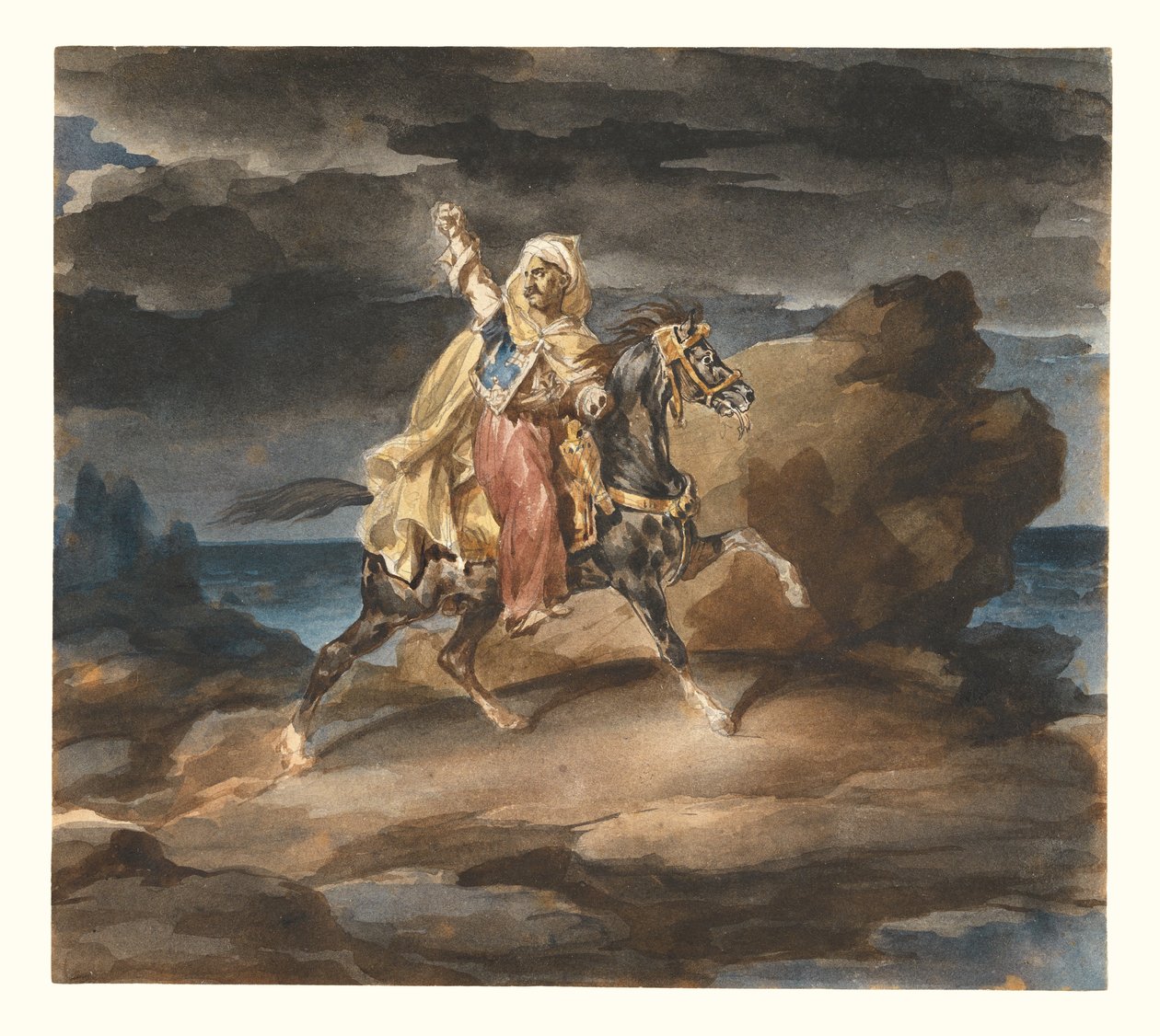 A Giaour (Török mese) 1822–23 (akvarell grafit felett) alkotó: Theodore Gericault