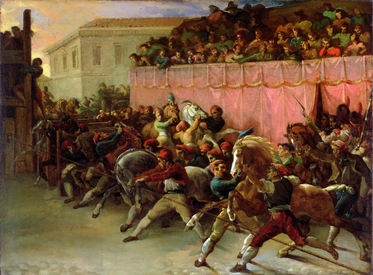 A lovas nélküli versenyzők Rómában alkotó: Theodore Gericault