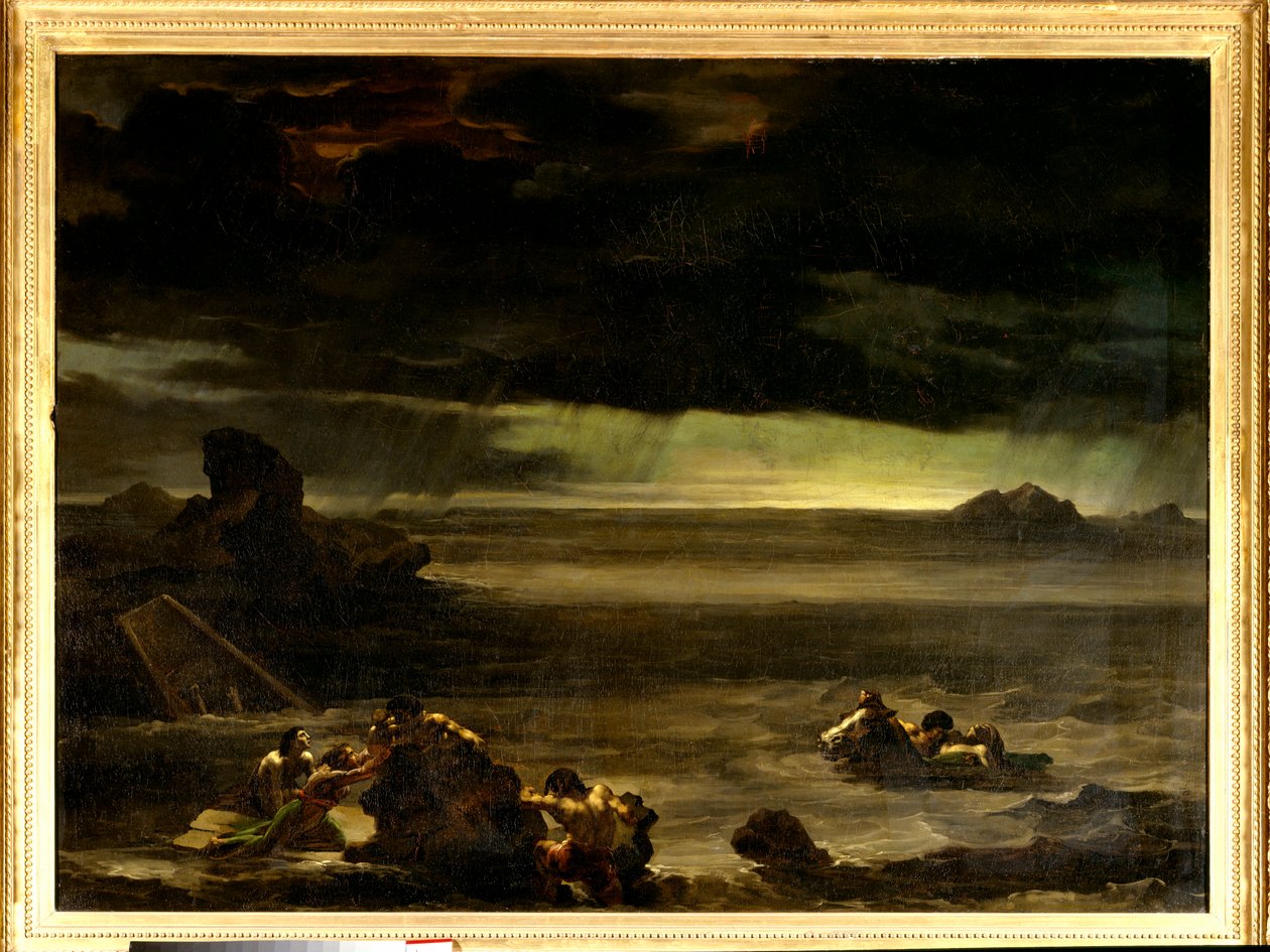 Az özönvíz. Theodore Gericault (1791-1824) festménye XIX. Olajfestmény. Homályos. 0,97x1,3 m. Párizs, Louvre Múzeum alkotó: Theodore Gericault