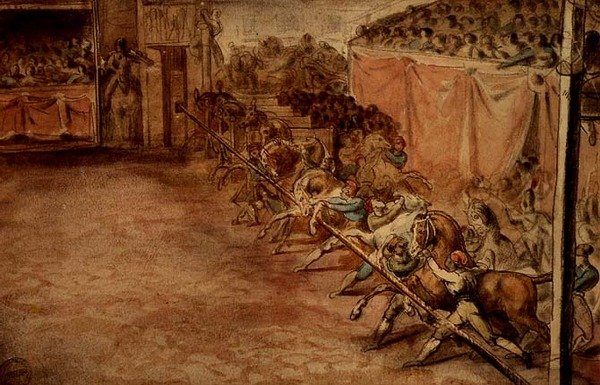 Verseny a Corson (ceruza, toll, tus és akvarell) alkotó: Theodore Gericault