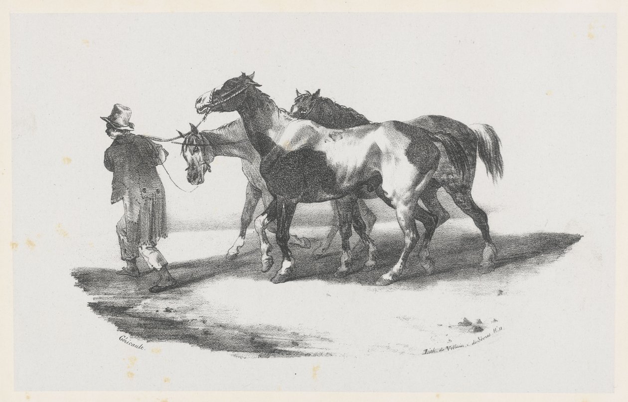 Három lovat visznek a vágóhídra (Three Horses Being Led to the Slaughterhouse) alkotó: Theodore Gericault