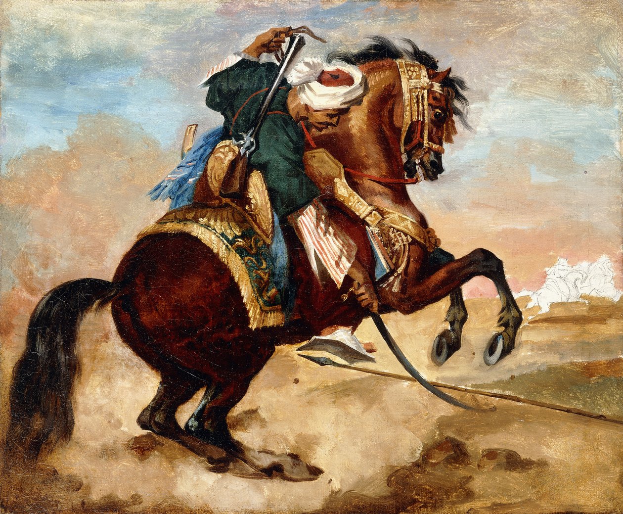 Barna alezai lovon lovagló török, 1810 körül alkotó: Theodore Gericault