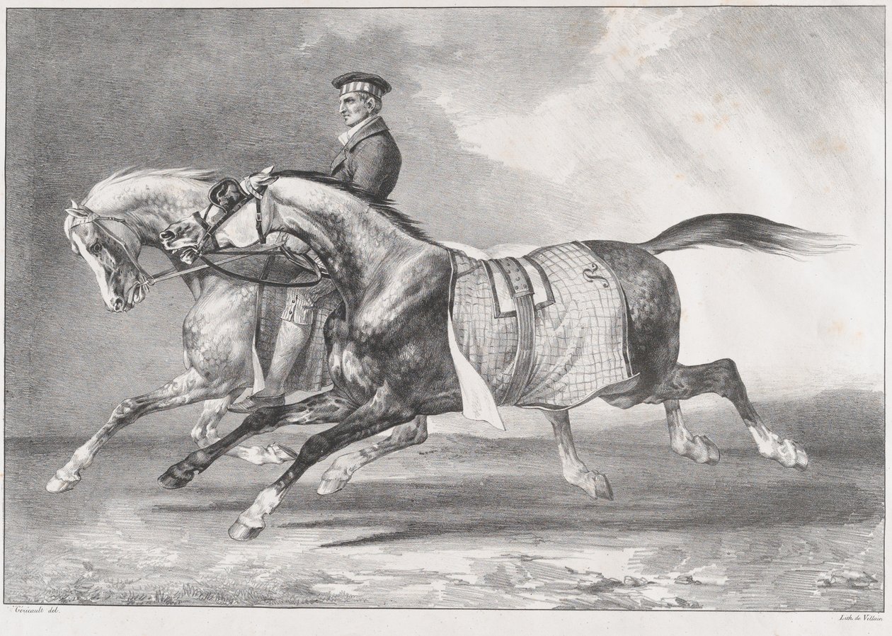 Két foltos szürke ló edzés közben alkotó: Theodore Gericault