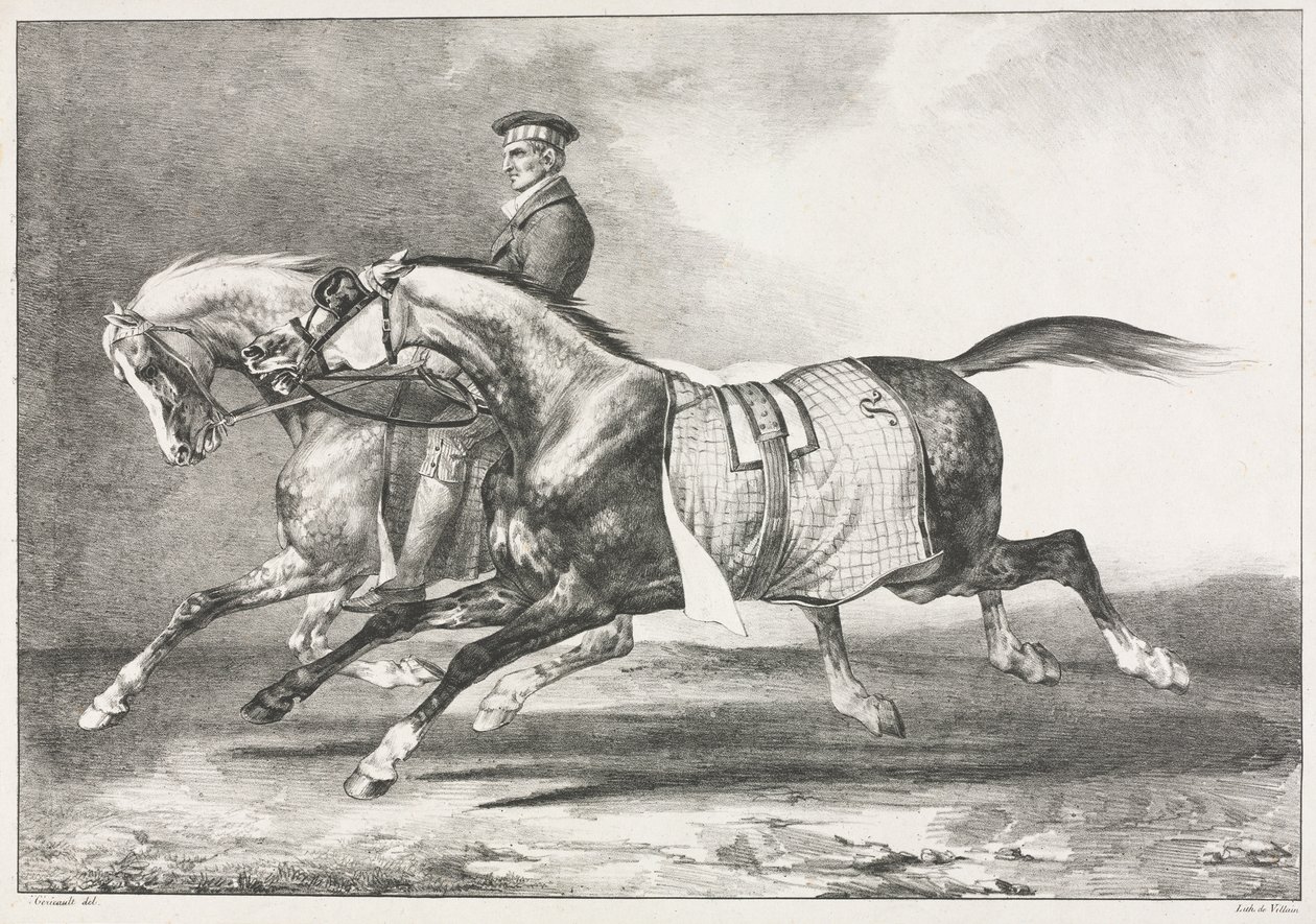 Két foltos ló gyakorlása alkotó: Theodore Gericault