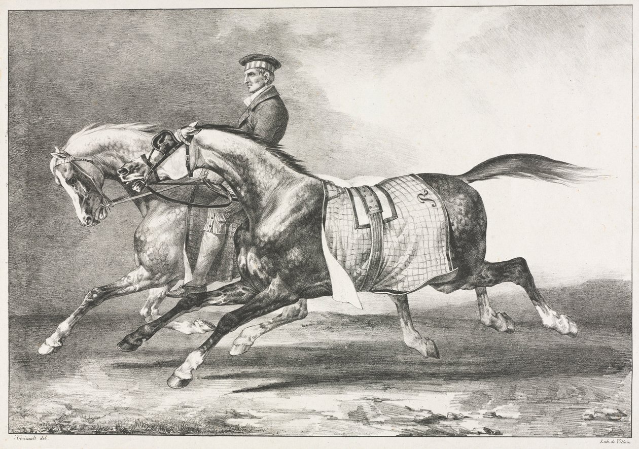 Két pettyes ló edz, 1822. alkotó: Theodore Gericault