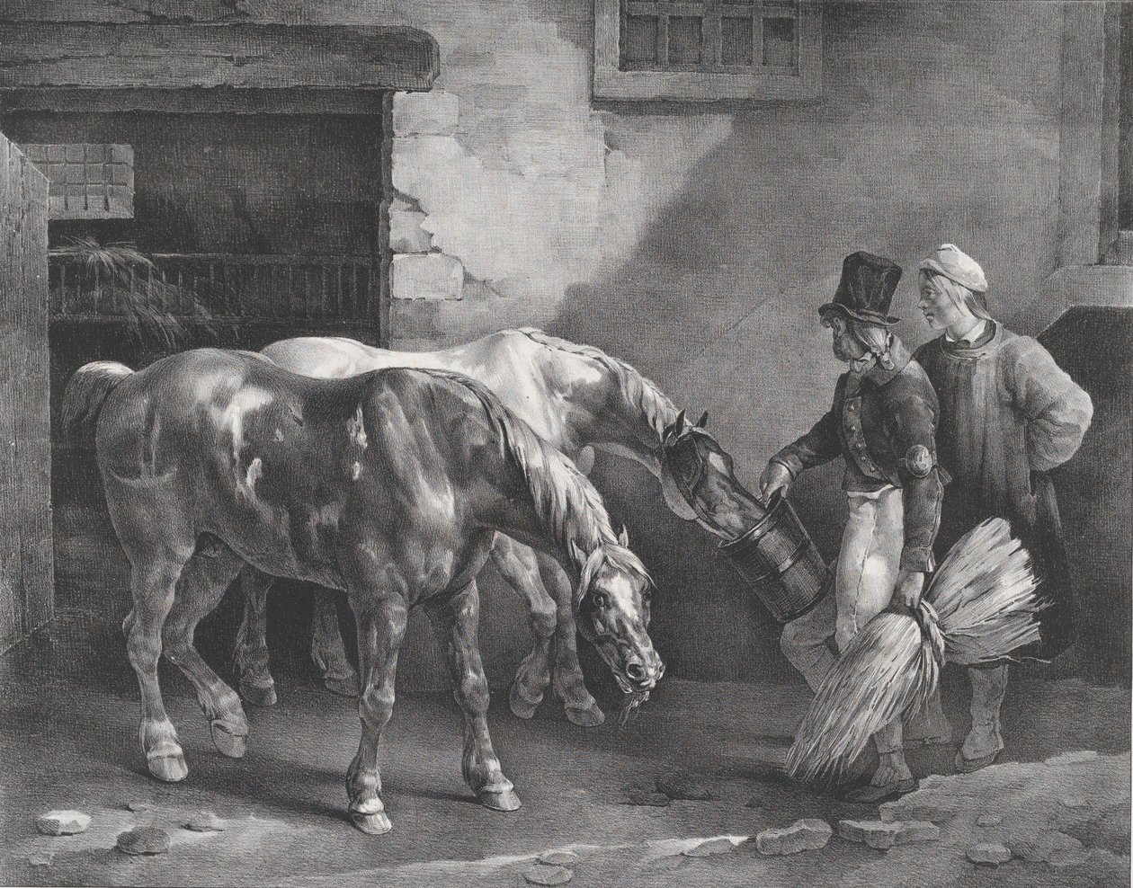 Két postaló az istálló ajtajában, 1822. alkotó: Theodore Gericault