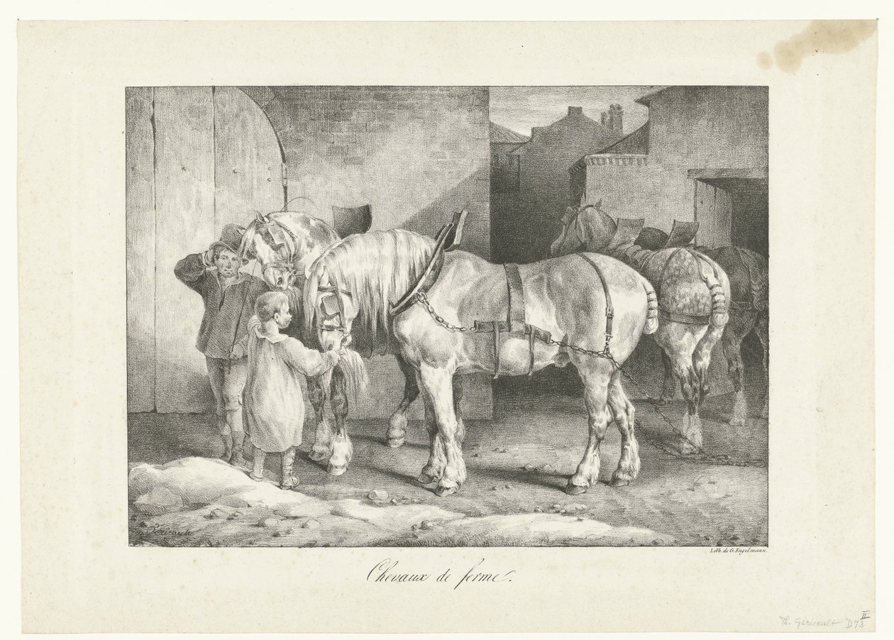Werkparden Farm lovak (cím a tárgyon) Négy vegyes téma (sorozat címe) alkotó: Theodore Gericault