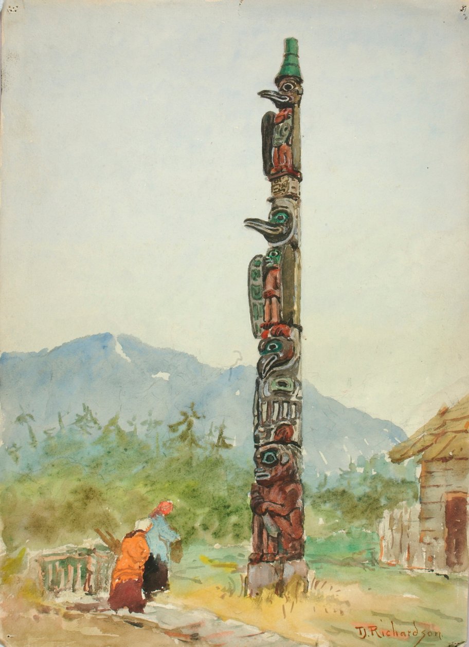 A holló totemoszlop, kb. 1880-1914. alkotó: Theodore J. Richardson