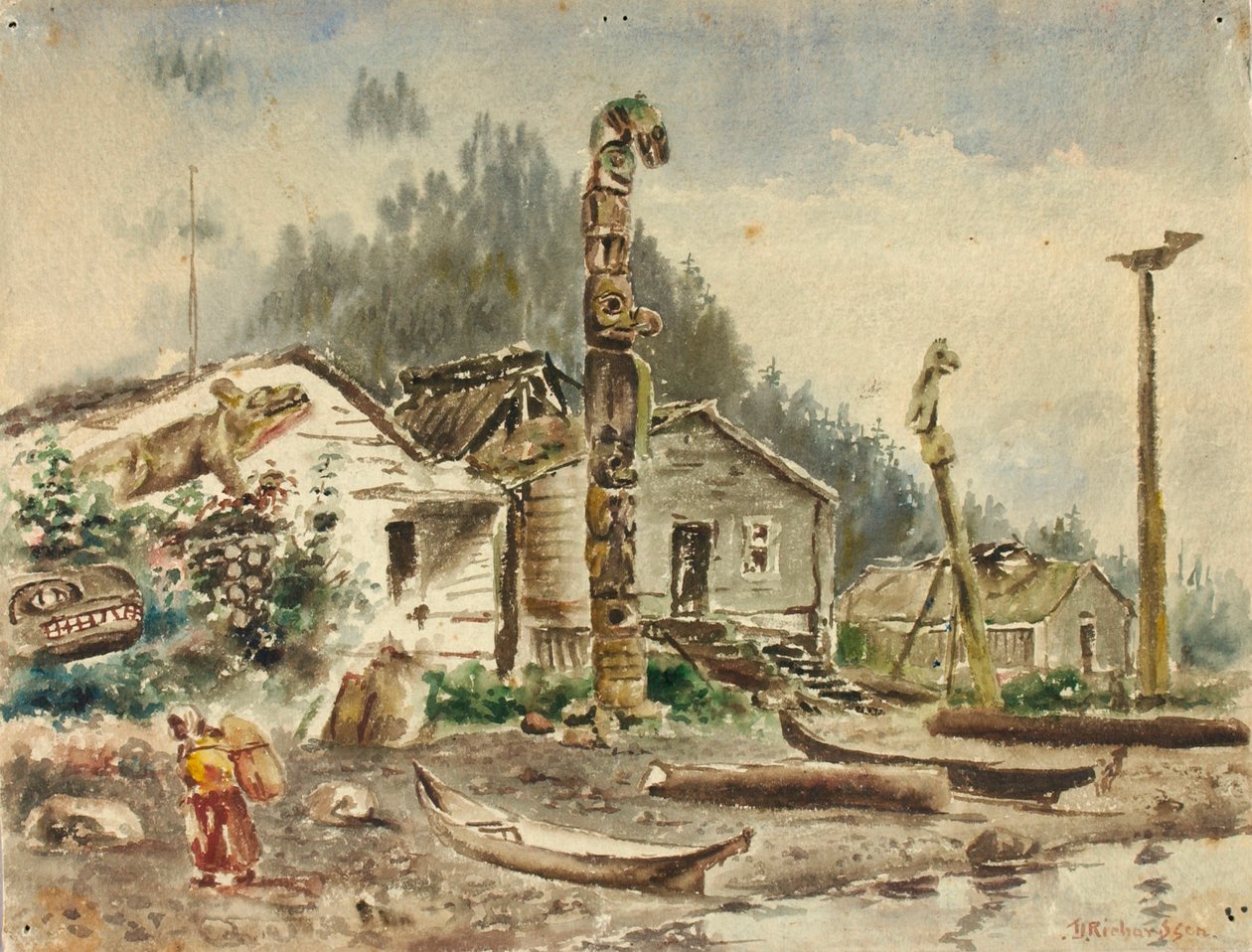 Az alaszkai Wrangell képe 1884-ben. alkotó: Theodore J. Richardson