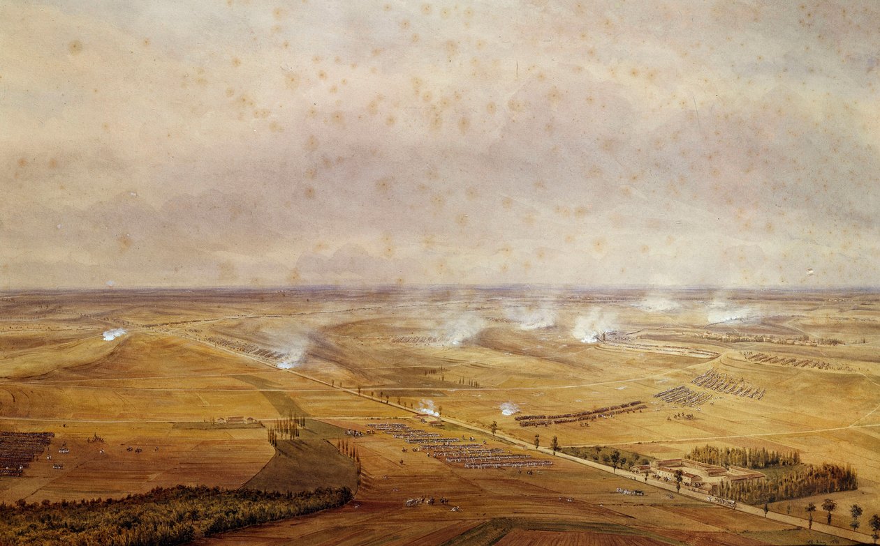 Koalíciós háborúk: „” A Valmy-i csata 1792. 09. 20-án, amely a franciák győzelmét jelentette a poroszok ellen”” Theodore Jung (1803-1865) akvarell gouachee 1792 V. 0,63x0,99 m alkotó: Theodore Jung