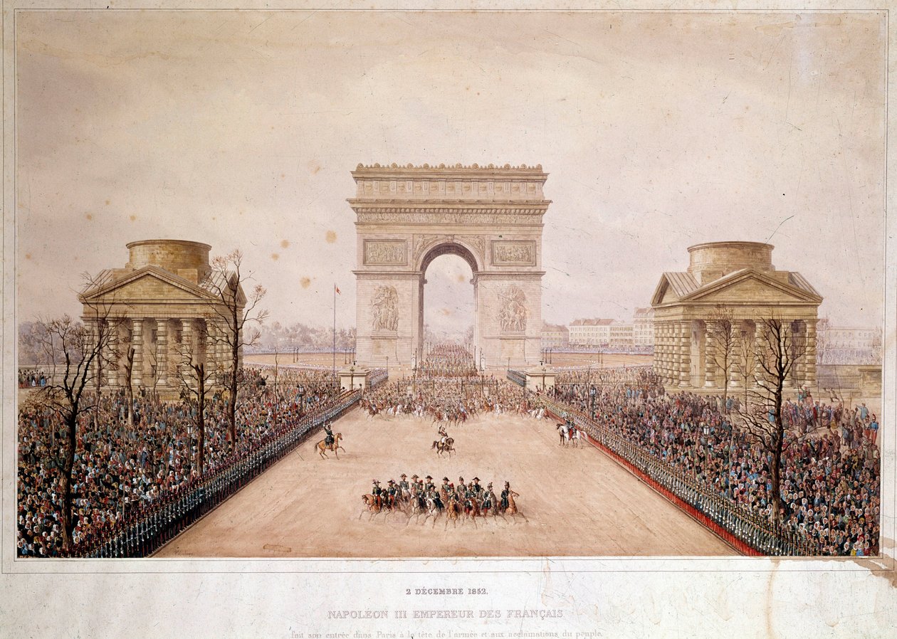III. Napóleon francia császár (1808-1873) 1852.02.12-én lépett be Párizsba. Theodore Jung akvarellje (1803-1865) alkotó: Theodore Jung