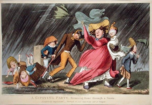 A Gipsying Party Returning Home Through a Storm, kiadta Thomas McLean, London alkotó: Theodore Lane