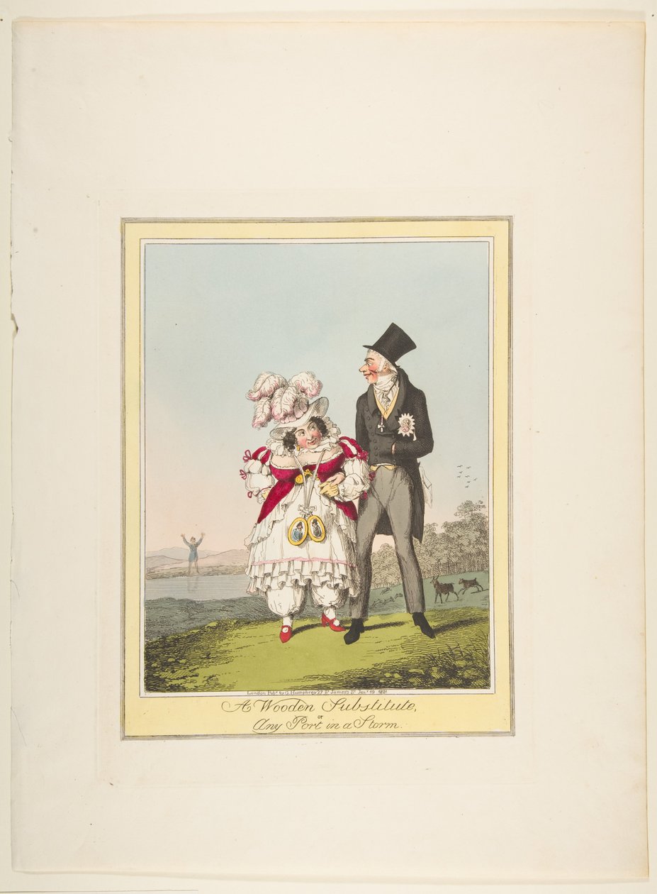 Egy fából készült helyettesítő, vagy bármely kikötő viharban, 1821. január 19. alkotó: Theodore Lane