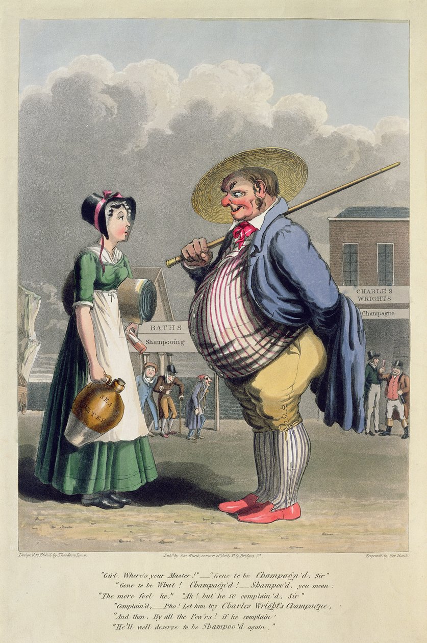 Charles Wright pezsgőjének reklámja, George Hunt metszete, 1827 körül (színes rézkarc) alkotó: Theodore Lane