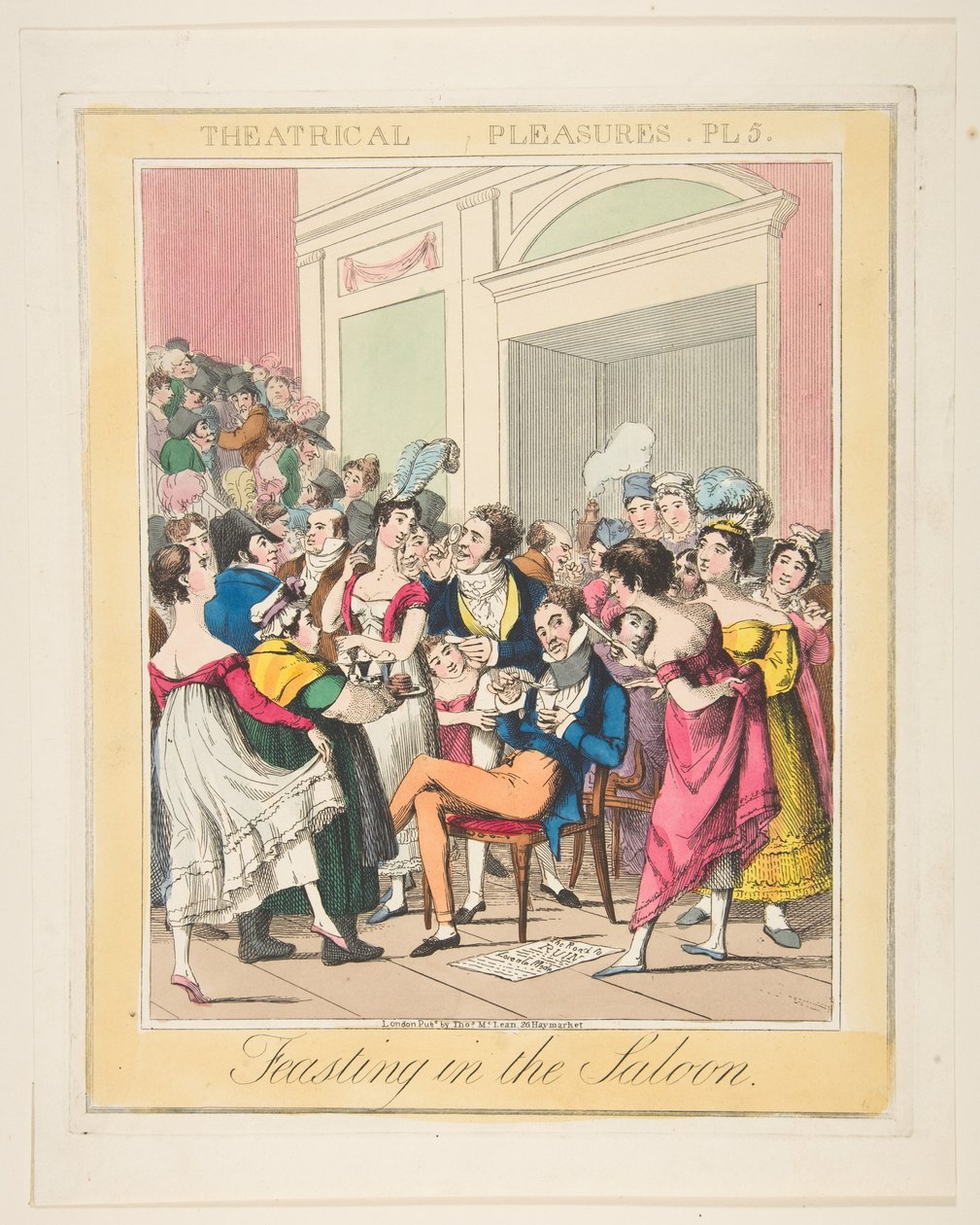 Színházi élvezetek, 5. tábla: Lakomázás a szalonban, kb. 1835. alkotó: Theodore Lane