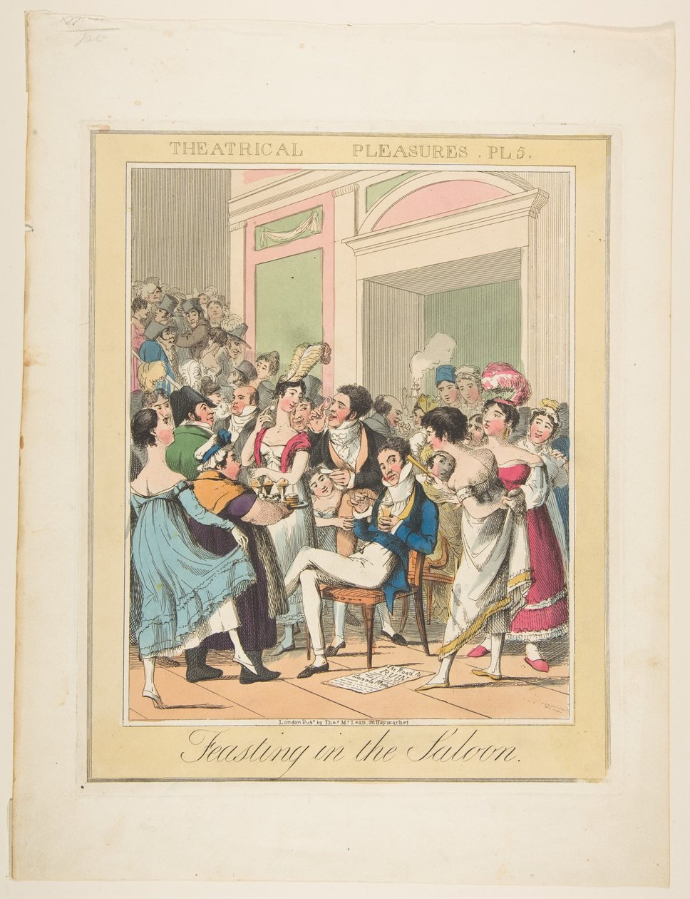Színházi élvezetek, 5. tábla: Lakomázás a szalonban, kb. 1835. alkotó: Theodore Lane