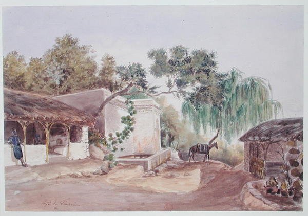Egy kávézó Algírban, 1835 körül (akvarell, papír) alkotó: Theodore Leblanc