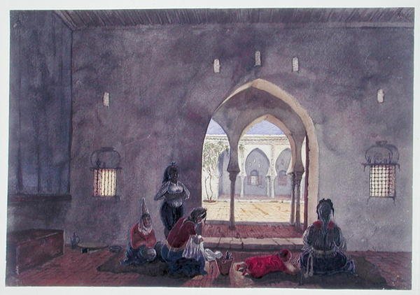 Mór enteriőr, Algír, 1835 körül (akvarell, papír) alkotó: Theodore Leblanc