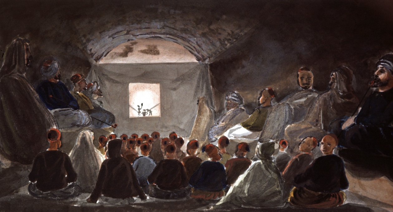 Bábjáték egy algériai iskolában, 1830 körül (akvarell) alkotó: Theodore Leblanc