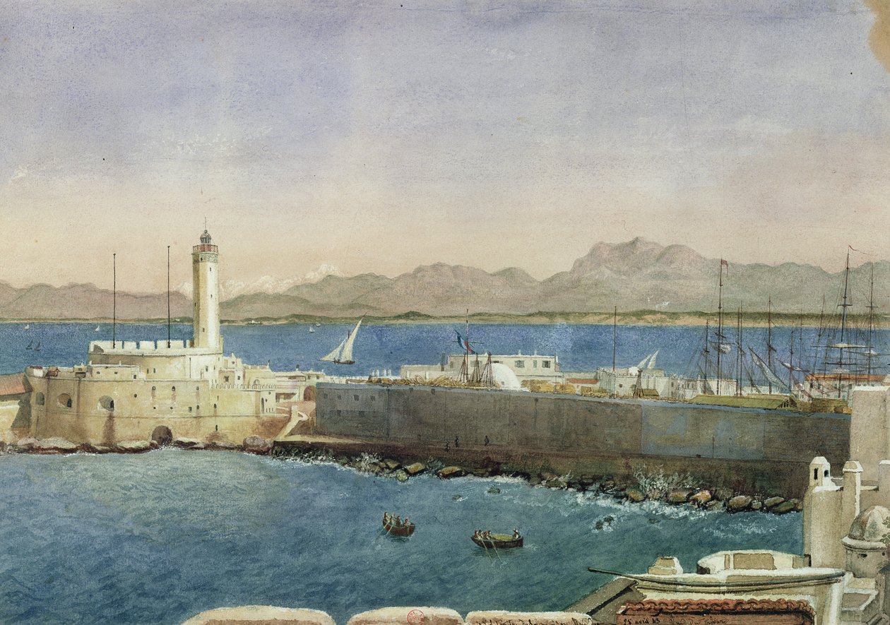 Algír kikötője és mólója, 1830 körül alkotó: Theodore Leblanc