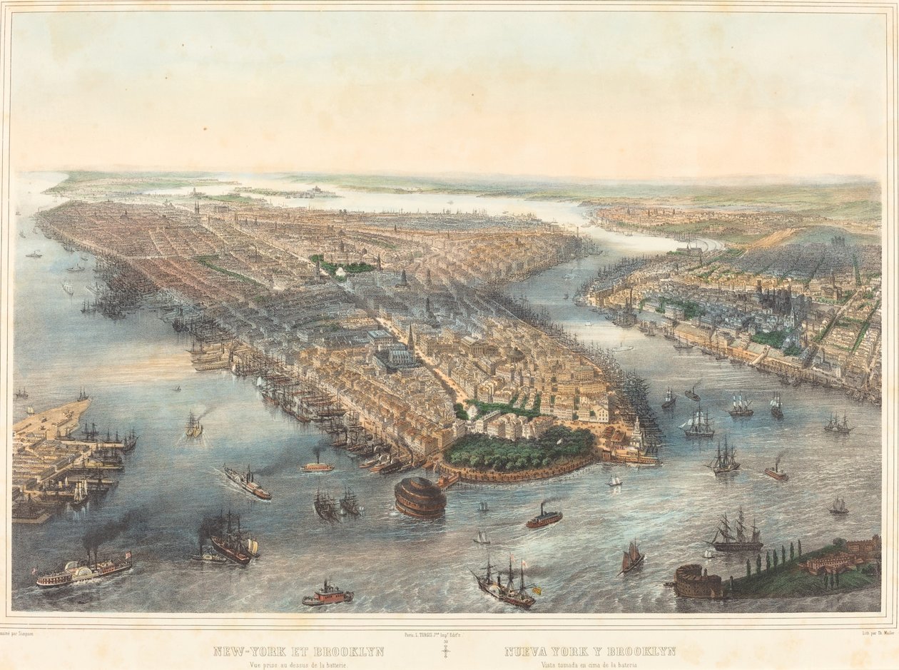 New York és Brooklyn – Nézet az akkumulátor felett alkotó: Theodore Muller after William Simpson