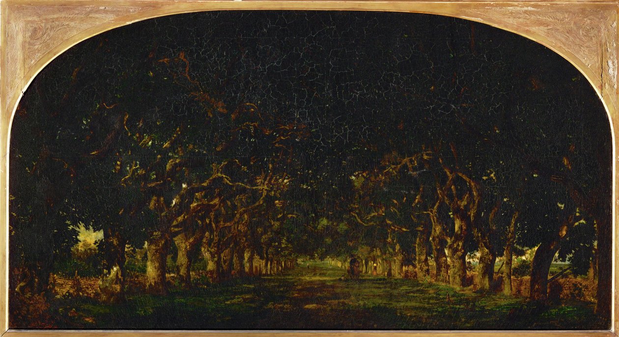 Gesztenyefák sugárútja a Chateau de Souliers kastélynál, Bressuire közelében ... alkotó: Theodore Rousseau