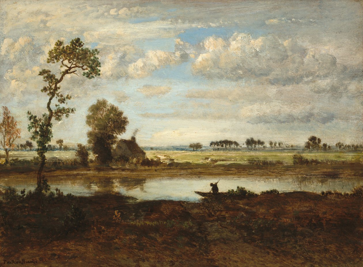 Táj csónakossal alkotó: Theodore Rousseau