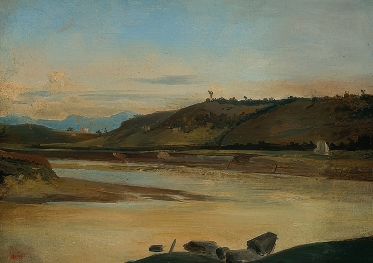 Tájkép folyóval. 1834/35 körül alkotó: Pierre Etienne Theodore Rousseau