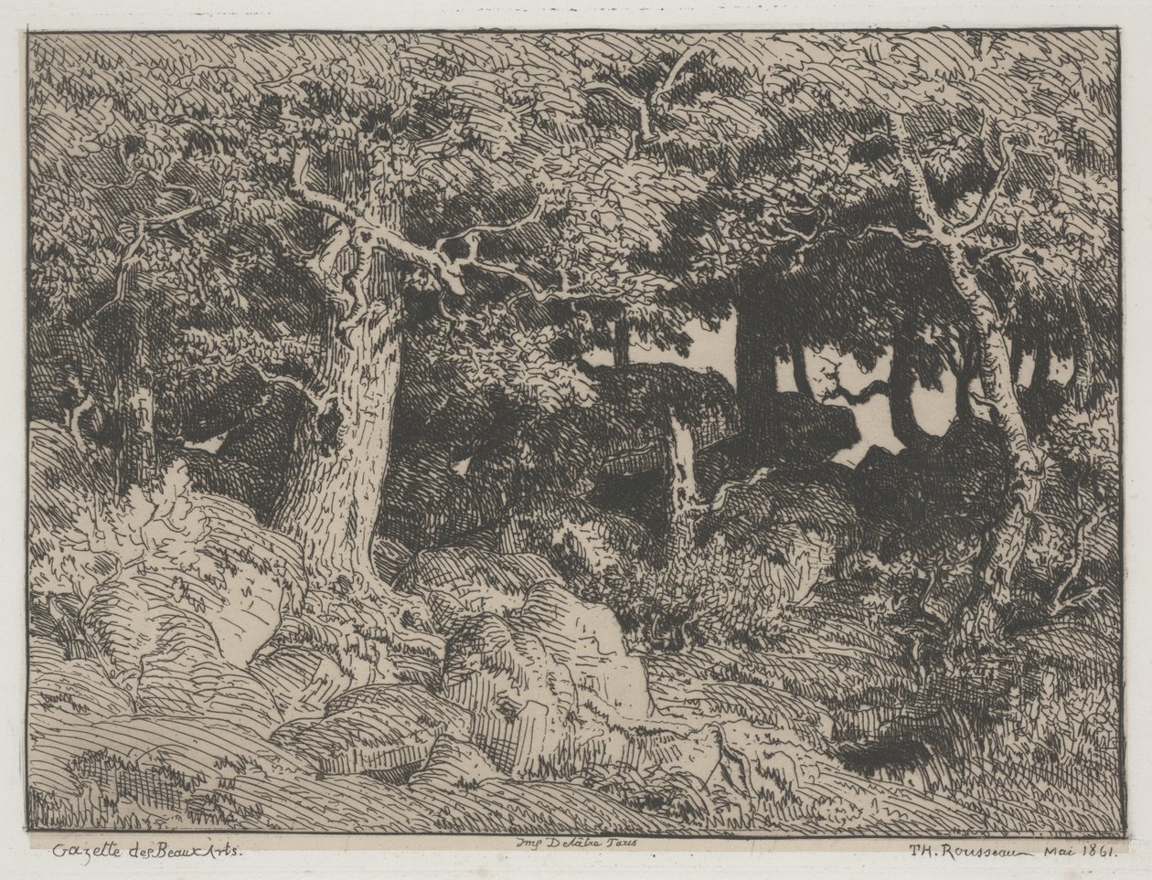 Tölgyfák és sziklák alkotó: Pierre Etienne Theodore Rousseau