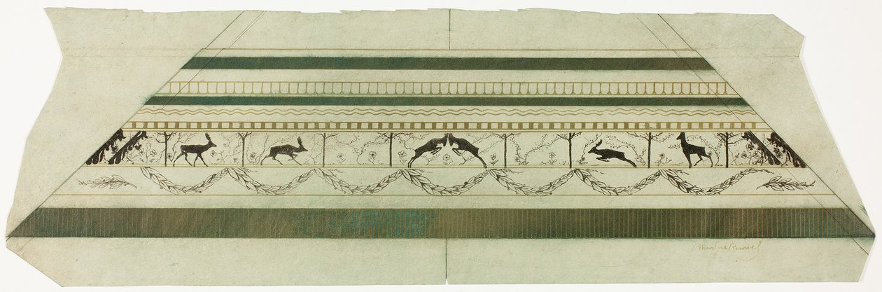 Szarvas- és virágmintás keret (a keret alsó része) alkotó: Theodore Roussel