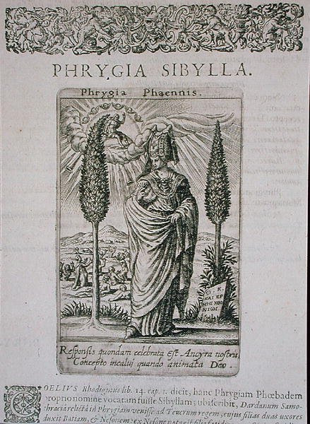 Phrygia Sibylla, Jean-Jacques Boissard "De Divinationewet Magicis Praestigiis" című művének illusztrációjának másolata. alkotó: Theodore de (after) Bry