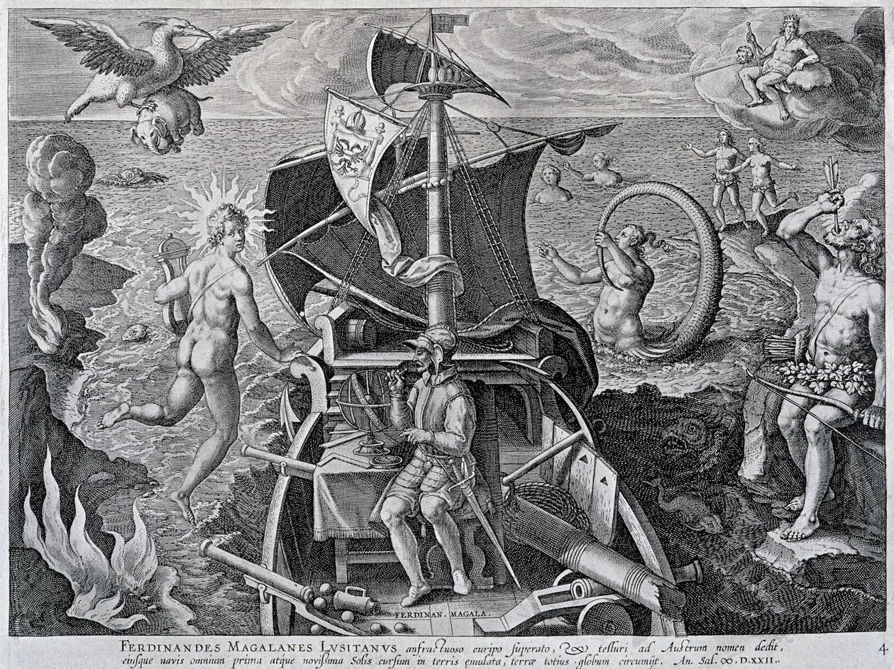 Theodor de Bry (1528-1598) allegóriája Ferdinand Magellán (1480-1521) utazásairól alkotó: Theodore de Bry