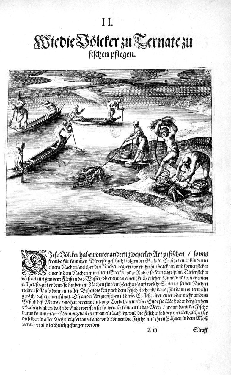 Horgászat indiánokkal, 1606 alkotó: Theodore de Bry