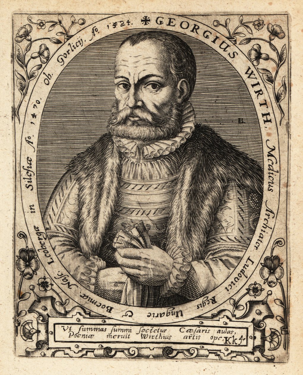 George Wirth német orvos, született Gorlicében 1424-ben. alkotó: Theodore de Bry
