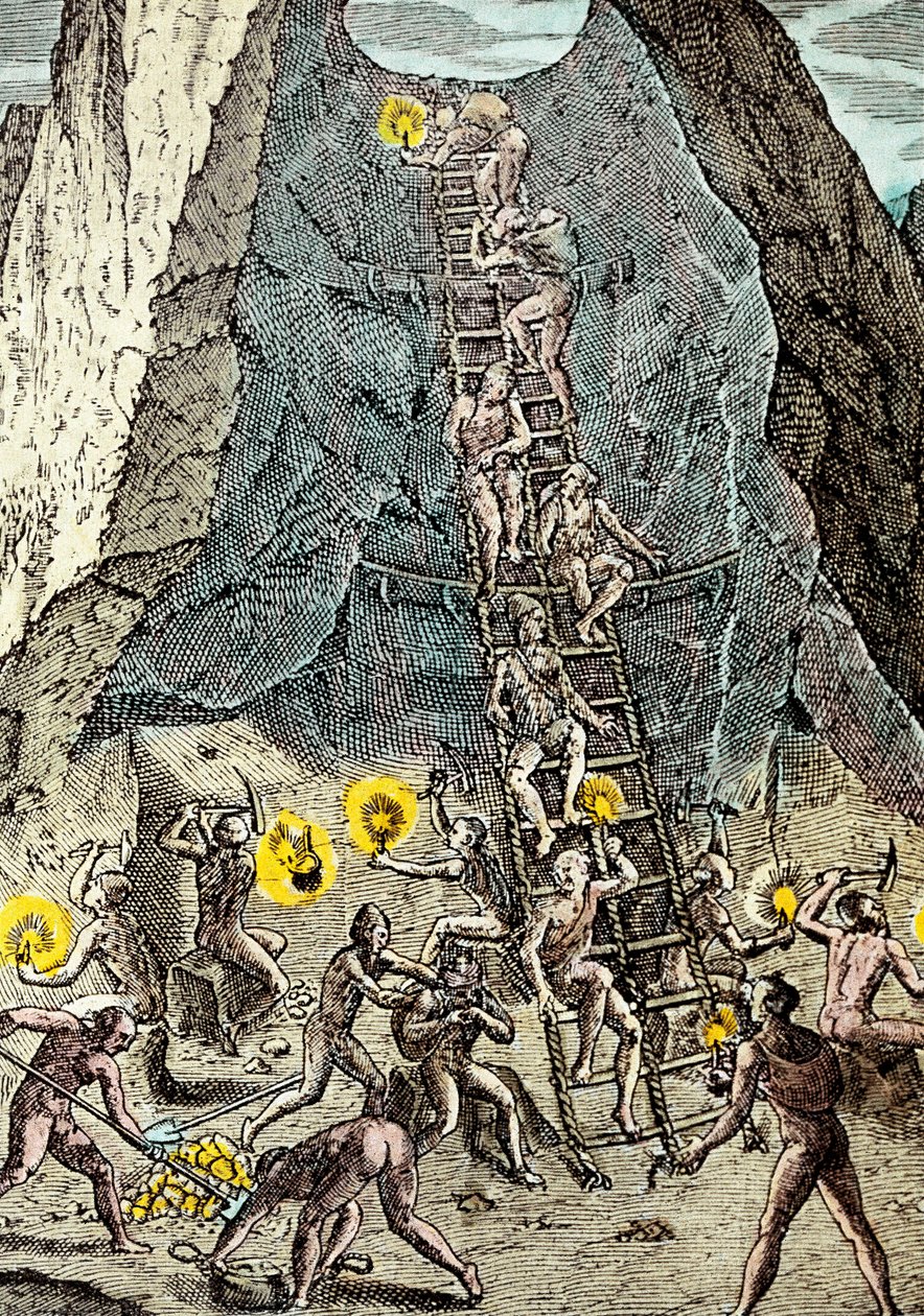 Aranybánya Potosiban, Bolíviában alkotó: Theodore de Bry