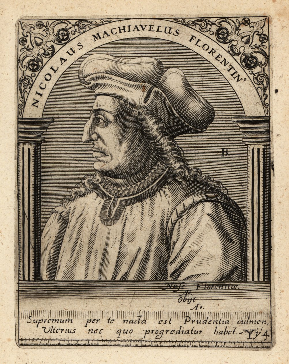 Machiavelli, olasz diplomata. alkotó: Theodore de Bry